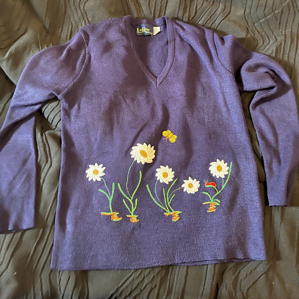 Floral Cottage Core Vintage Spring Sweater Medium